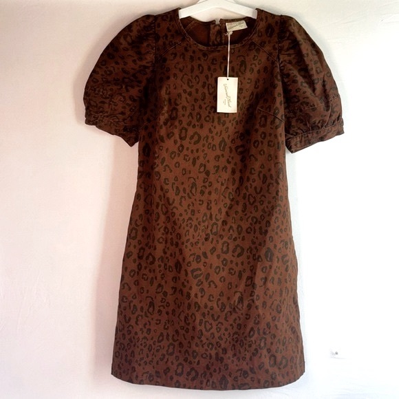 🆕 Universal Thread Denim Leopard Print Puff Sleeve Dress with Pockets—LAST 1 - Picture 3 of 12